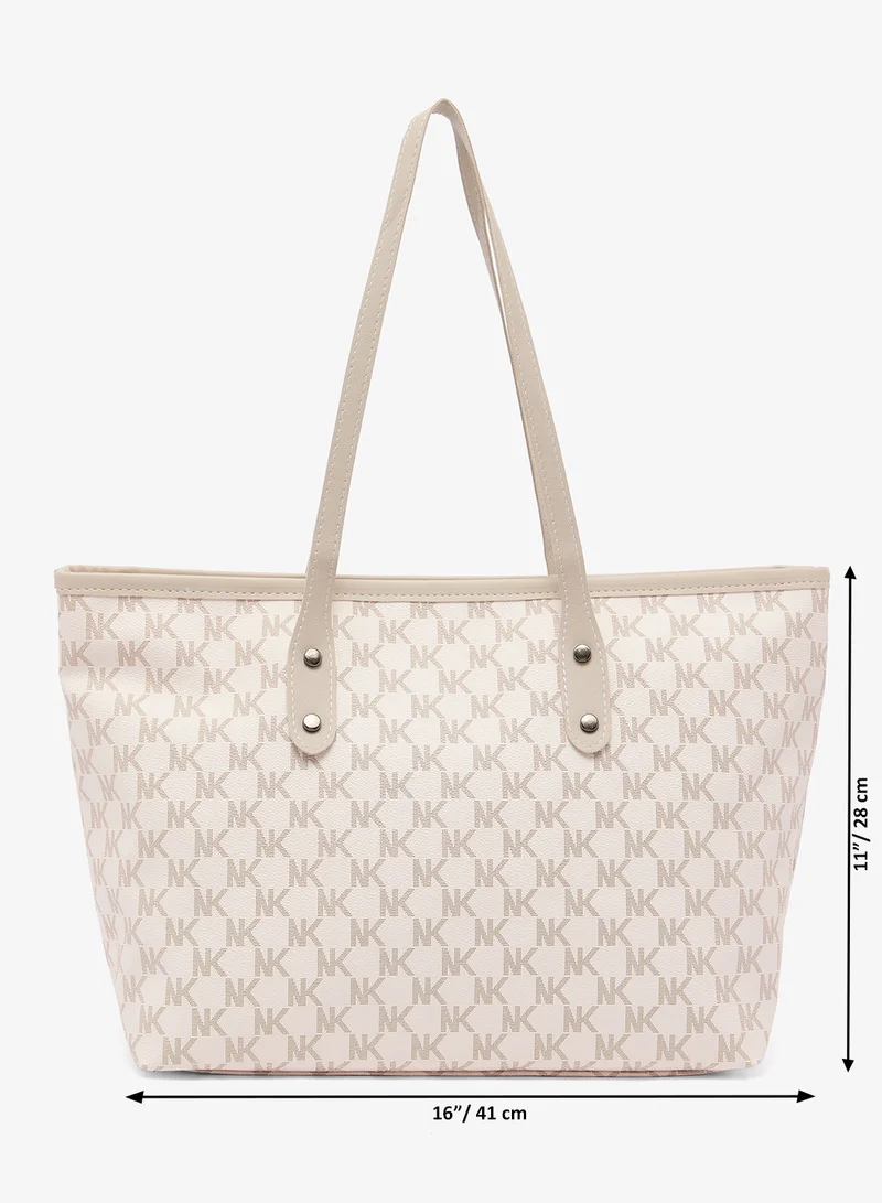 ELLA White Printed Tote Bag for Women | Best Price UAE